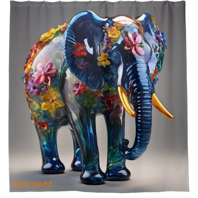 Fantasy Niedlich Vivid Glass Blown Elephant Duschvorhang (Vorderseite)
