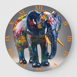 Fantasy Niedlich Vivid Glass Blown Elephant Große Wanduhr