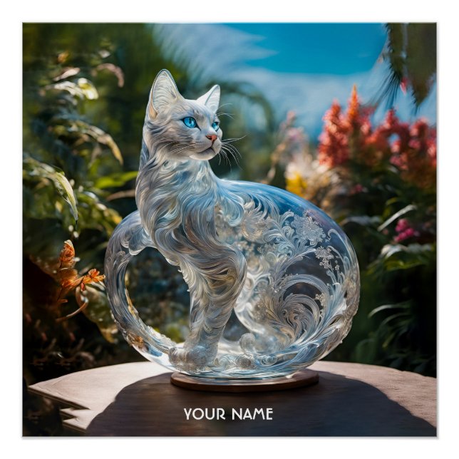 Fantasy Niedlich Vivid Glass Cat Blume Poster (Vorderseite)