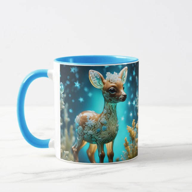 Fantasy Niedlich Vivid Glass Fawn Winter Tasse (Links)