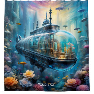 Fantasy Niedlich Vivid Glass U-Boot-Blume Duschvorhang