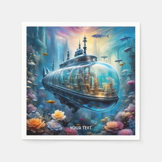 Fantasy Niedlich Vivid Glass U-Boot-Blume Serviette (Vorderseite)