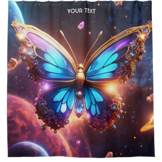 Fantasy Niedlich Vivid Glass Vibranly Butterfly Duschvorhang (Vorderseite)