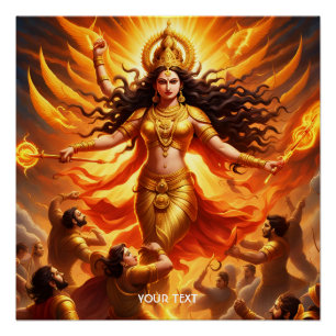 Fantasy Niedlich Vivid Goddess Durga Battle Poster
