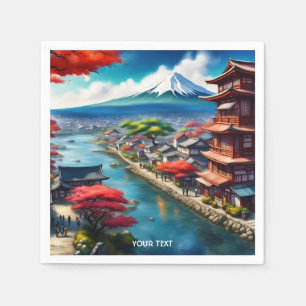Fantasy Niedlich Vivid Japanisch Seaside Town Serviette
