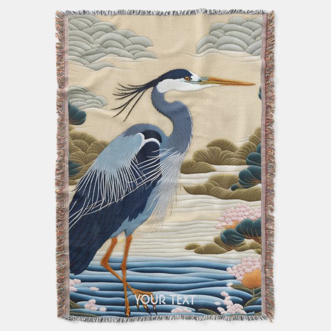 Fantasy Niedlich Vivid Japanischer Heron Blue Decke (Vorderseite Vertikal)