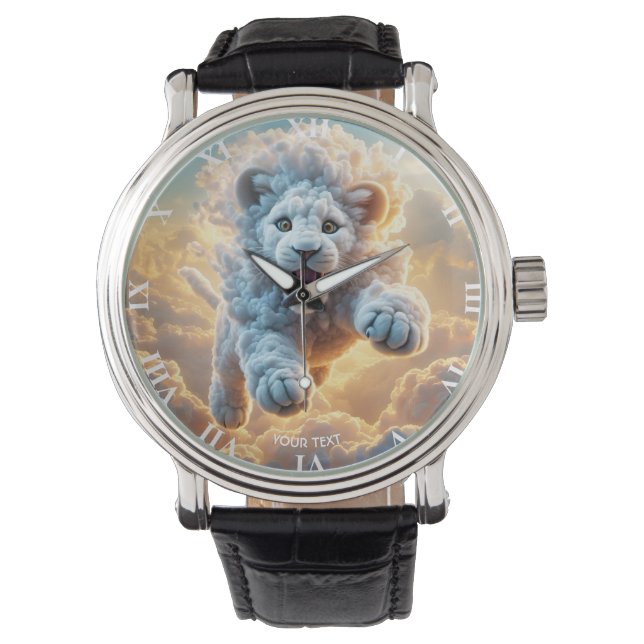 Fantasy Niedlich Vivid Leaping Cloud Lion Armbanduhr (Vorderseite)