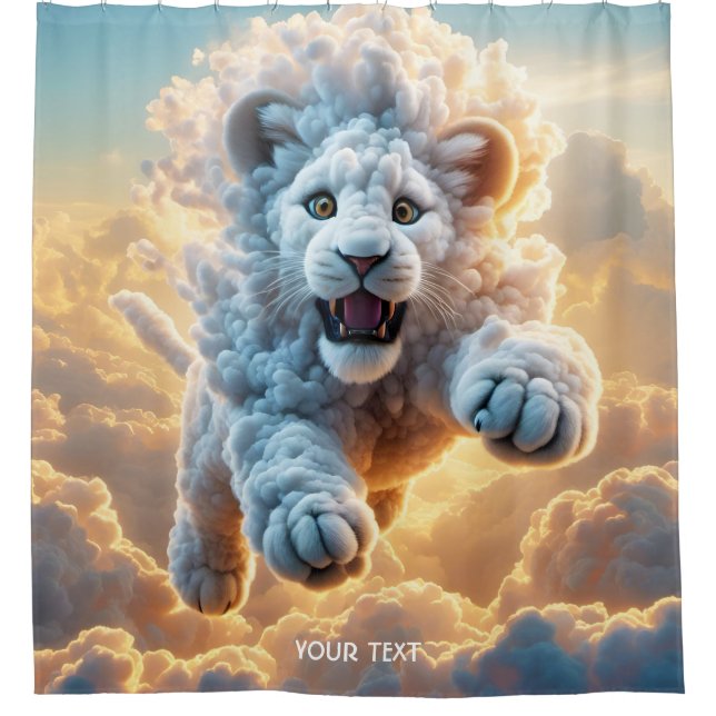 Fantasy Niedlich Vivid Leaping Cloud Lion Duschvorhang (Vorderseite)