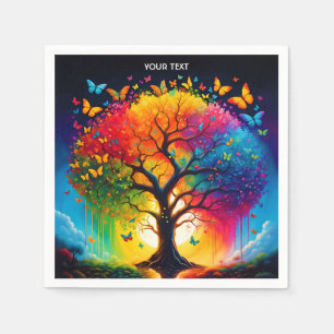 Fantasy Niedlich Vivid Life Tree Regenbogen Serviette