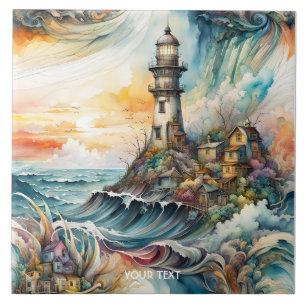 Fantasy Niedlich Vivid Lighthouse Cartoon Storm Fliese