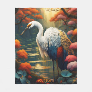 Fantasy Niedlich Vivid Majestic Crane Blume Fleecedecke
