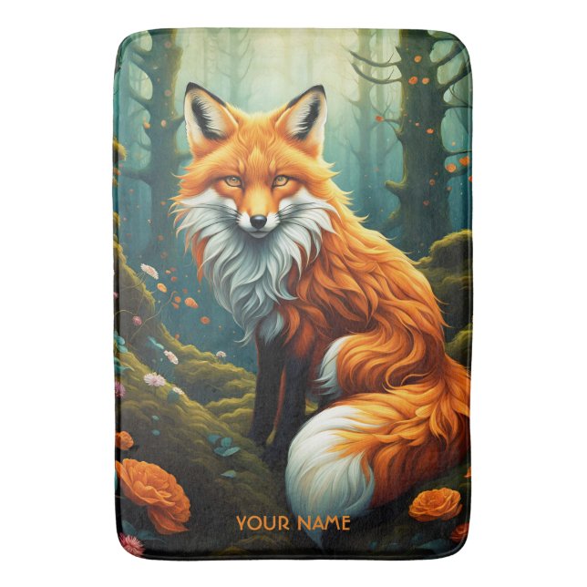 Fantasy Niedlich Vivid Majestic Fox Blume Badematte (Vorderseite Vertikal)