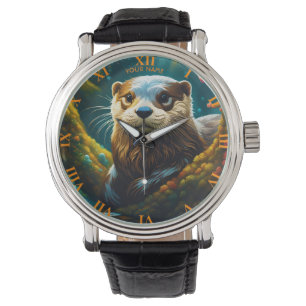 Fantasy Niedlich Vivid Majestic Otter Blume Armbanduhr