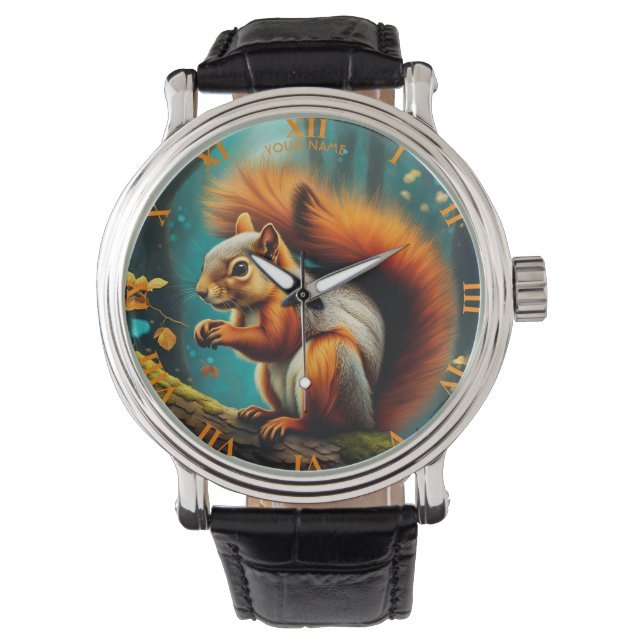 Fantasy Niedlich Vivid Majestic Red Squirrel Armbanduhr (Vorderseite)