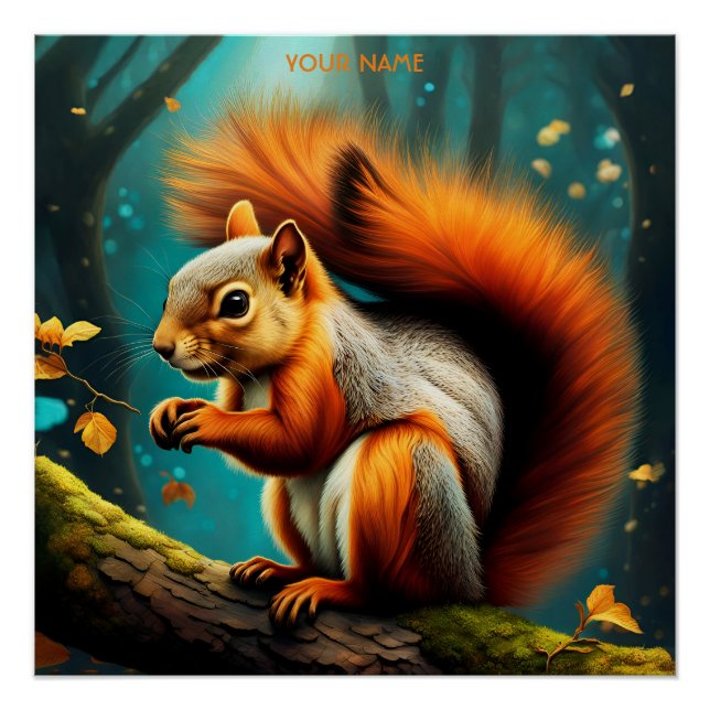 Fantasy Niedlich Vivid Majestic Red Squirrel Poster (Vorderseite)