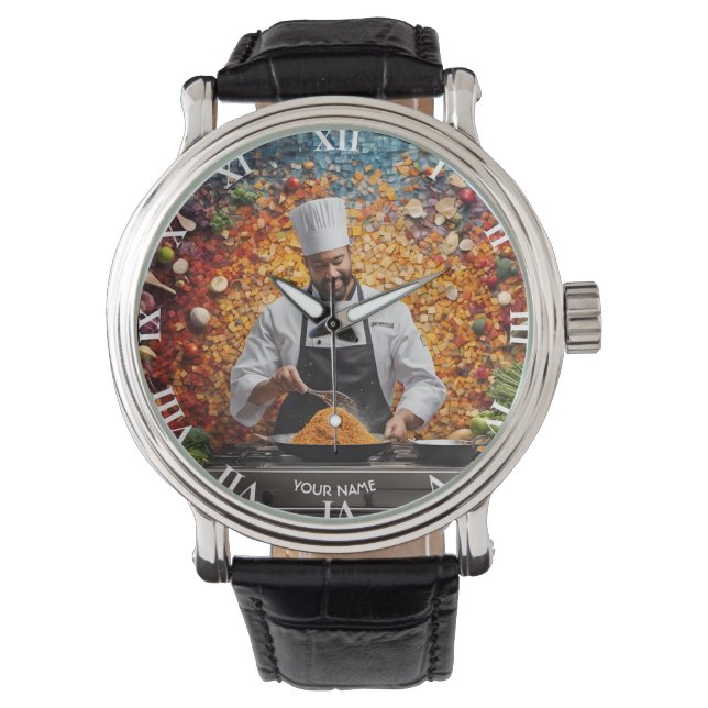 Fantasy Niedlich Vivid Mosaic Cook Koch Armbanduhr (Vorderseite)