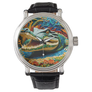 Fantasy Niedlich Vivid Mosaik Krokodile Sea Armbanduhr