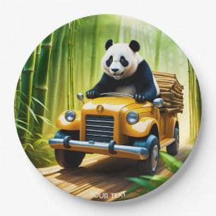 Fantasy Niedlich Vivid Panda Bamboo Car Pappteller