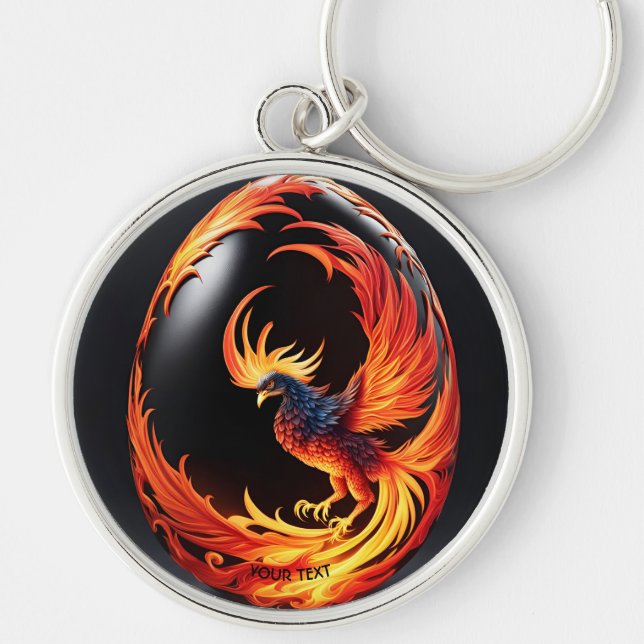 Fantasy Niedlich Vivid Phoenix Black Egg Schlüsselanhänger (Vorne)