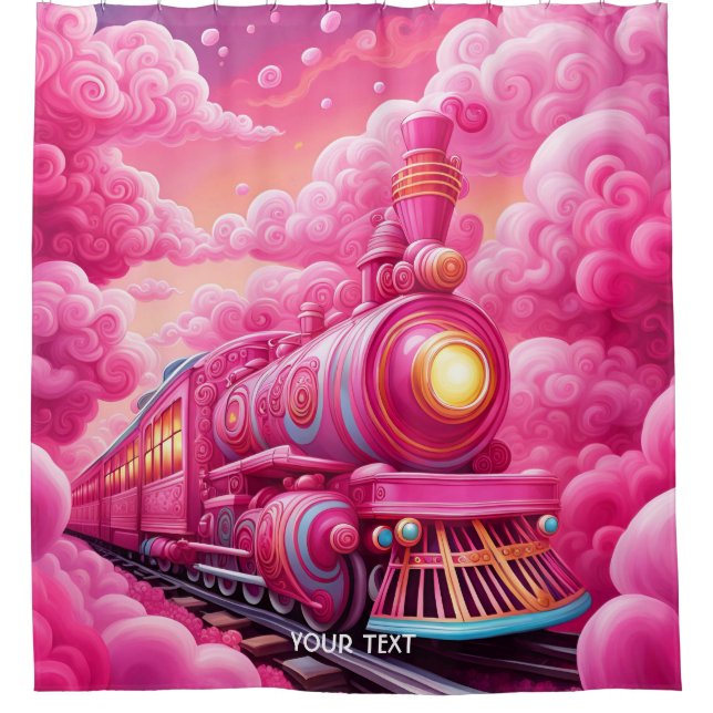 Fantasy Niedlich Vivid Pink Wolkenbahn Duschvorhang (Vorderseite)