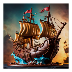 Fantasy Niedlich Vivid Pirate Ship Cake Poster