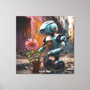 Fantasy Niedlich Vivid Robot City Blume Leinwanddruck