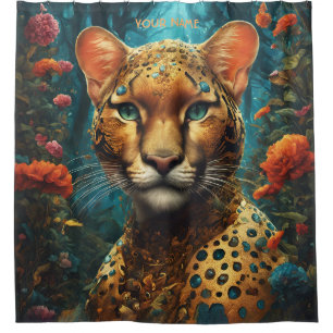Fantasy Niedlich Vivid Romantic Big Cat Duschvorhang