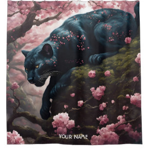 Fantasy Niedlich Vivid Romantic Panther Portrait Duschvorhang
