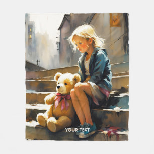 Fantasy Niedlich Vivid Sad Girl Bär Fleecedecke