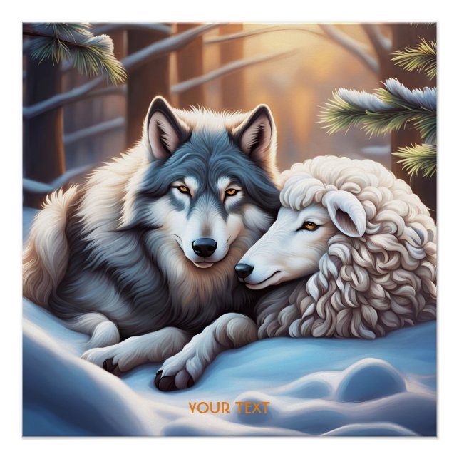 Fantasy Niedlich Vivid Sheep Wolf Winter Poster (Vorderseite)