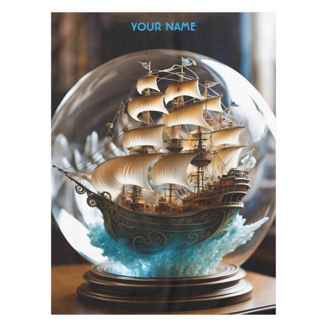 Fantasy Niedlich Vivid Ship Glass Sphere Tischdecke (Vorderseite)