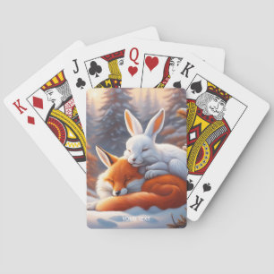 Fantasy Niedlich Vivid Sleeping Fox Hare Spielkarten