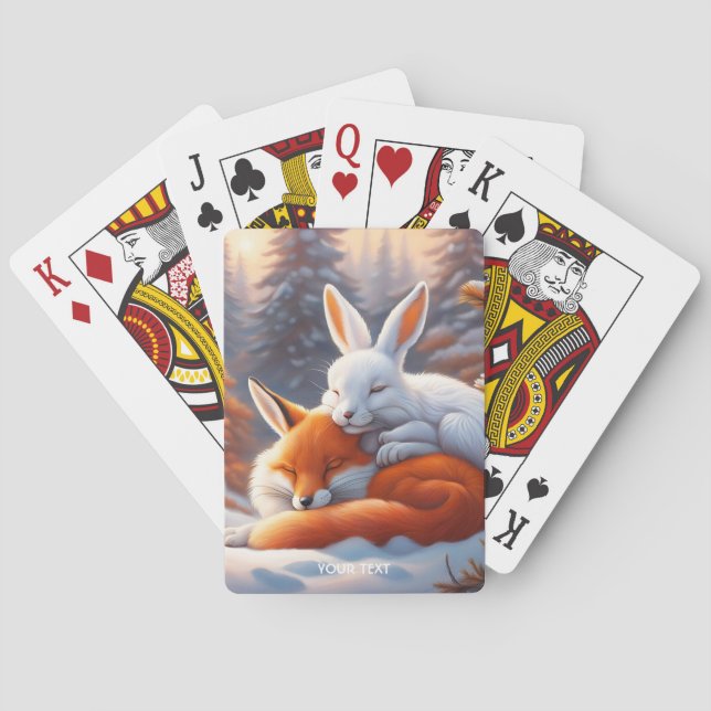 Fantasy Niedlich Vivid Sleeping Fox Hare Spielkarten (Rückseite)