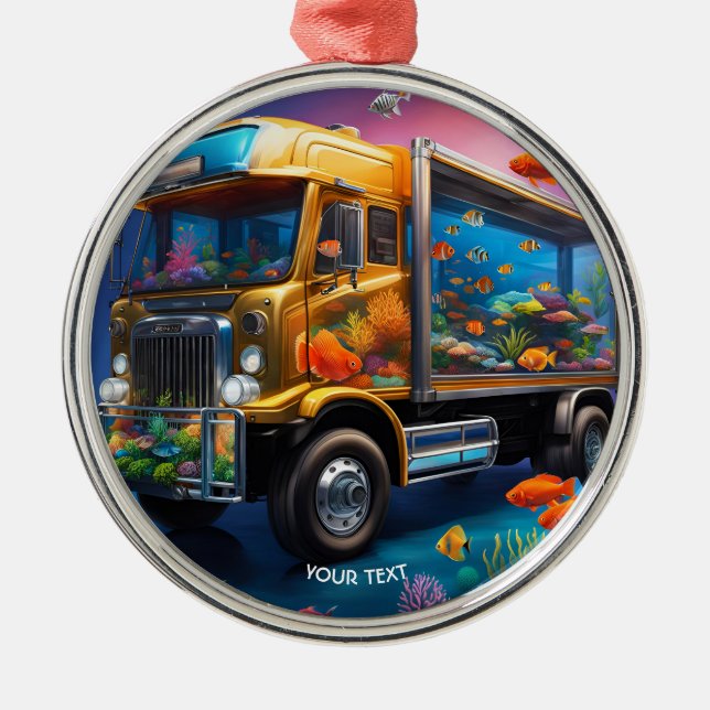 Fantasy Niedlich Vivid Truck Aquarium Fisch Ornament Aus Metall (Vorne)