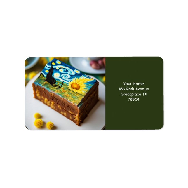 Fantasy Niedlich Vivid Van Gogh Cake Adressaufkleber (Vorne)