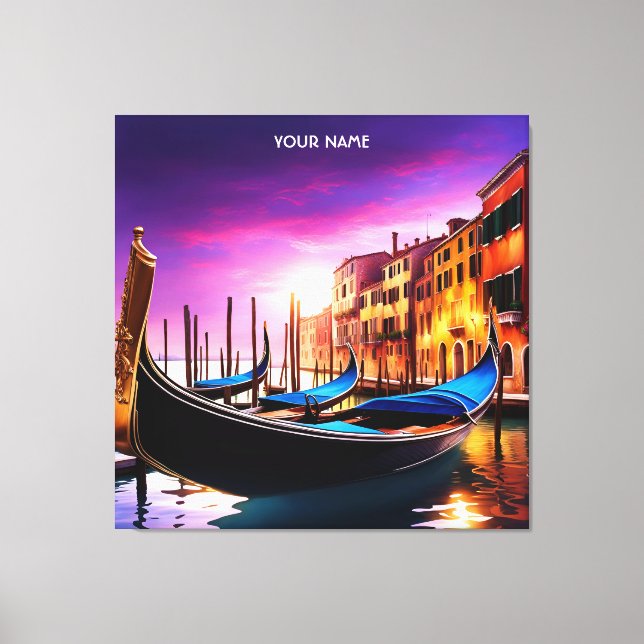Fantasy Niedlich Vivid Venice Gondola Sunset Leinwanddruck (Vorderseite)