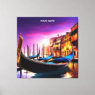 Fantasy Niedlich Vivid Venice Gondola Sunset Leinwanddruck
