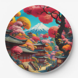 Fantasy Niedlich Vivid Vibrand Japanische Landscha Pappteller