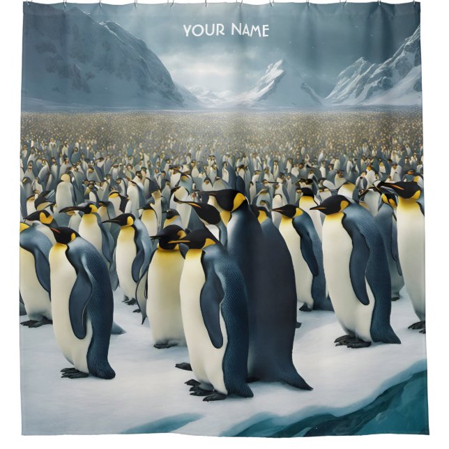 Fantasy Niedlich Vivid Viele Kaiserpinguine Duschvorhang (Vorderseite)