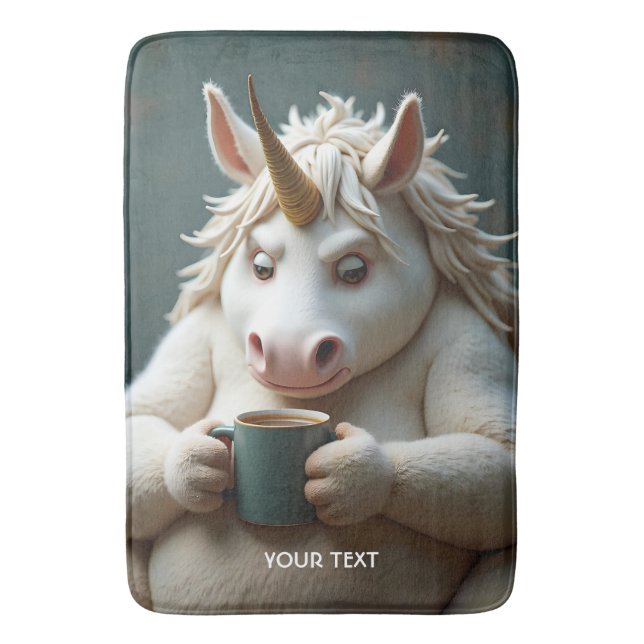 Fantasy Niedlich Wacky Unicorn Kaffee Badematte (Vorderseite Vertikal)