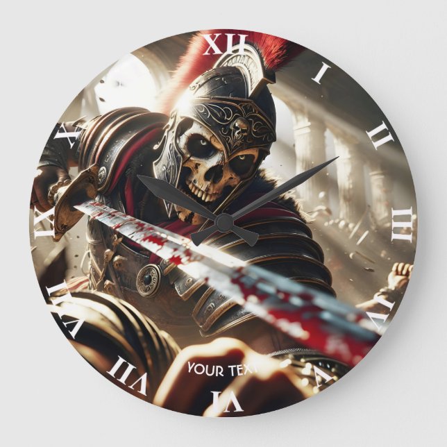 Fantasy Niedlich Warrior Antike Rüstung Große Wanduhr (Vorderseite)