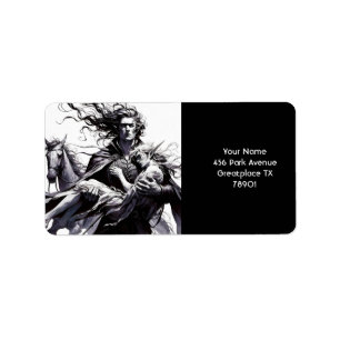 Fantasy Niedlich Warrior Holding Girl Adressaufkleber