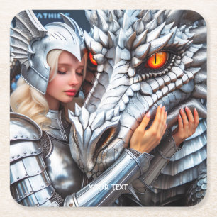 Fantasy Niedlich Warriordrache Rechteckiger Pappuntersetzer