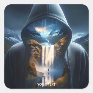 Fantasy Niedlich Waterfall Quadratischer Aufkleber