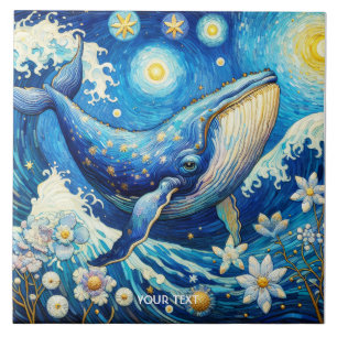 Fantasy Niedlich Whale Stars Sea Fliese