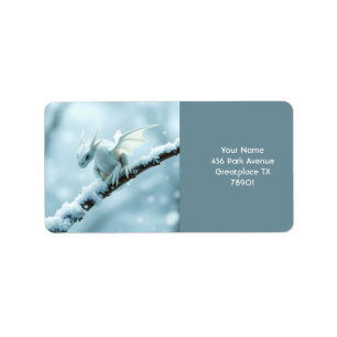 Fantasy Niedlich White Baby Dragon Adressaufkleber
