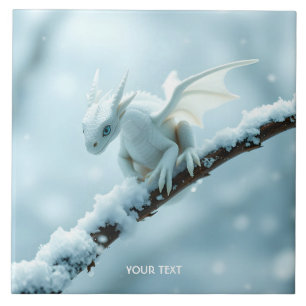 Fantasy Niedlich White Baby Dragon Fliese