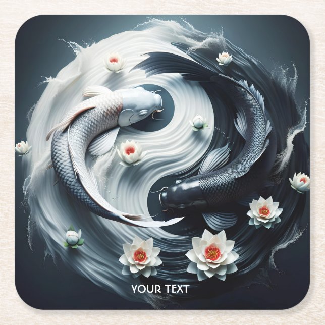 Fantasy Niedlich White Black Fish Rechteckiger Pappuntersetzer (Vorderseite)