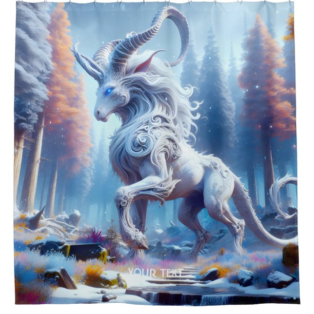 Fantasy Niedlich White Chimera Winter Duschvorhang (Vorderseite)