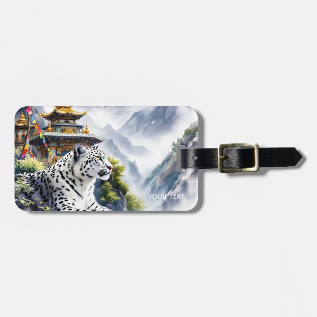 Fantasy Niedlich White Leopard Mountains Gepäckanhänger (Vorderseite horizontal)